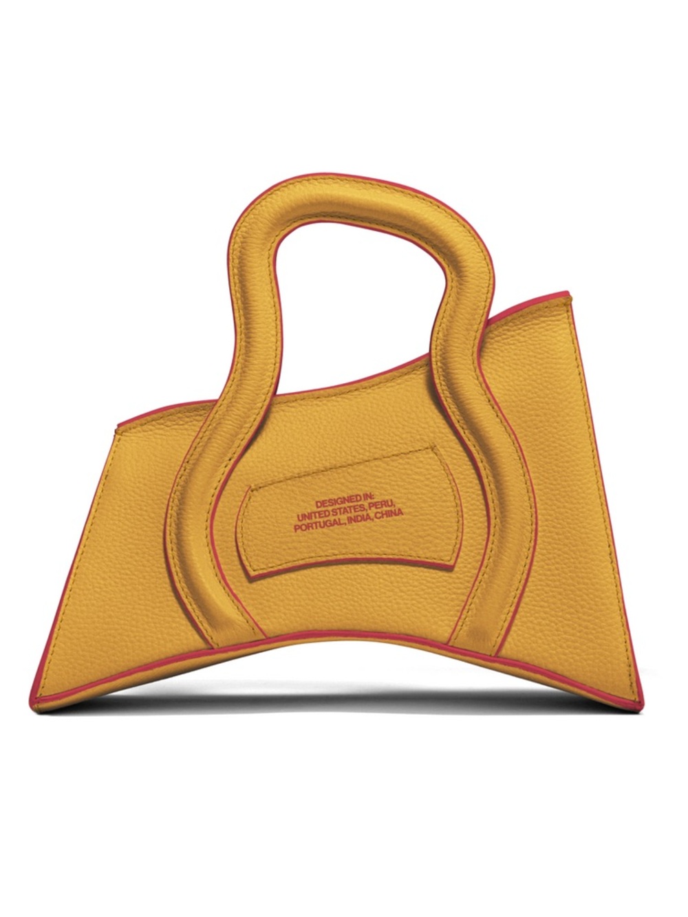 Pebbled Yellow Crossbody Bag with Sculptural Handle - Picture 6 of 14